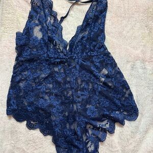 Yandy Navy Floral Lace Chemise